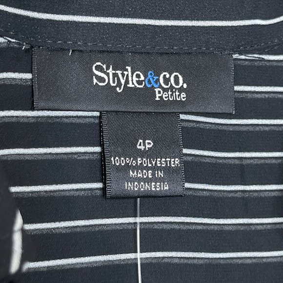 NWT Style & Co Black/White Stripes Sheer Blouse‎ Size 4P - Picture 9 of 11
